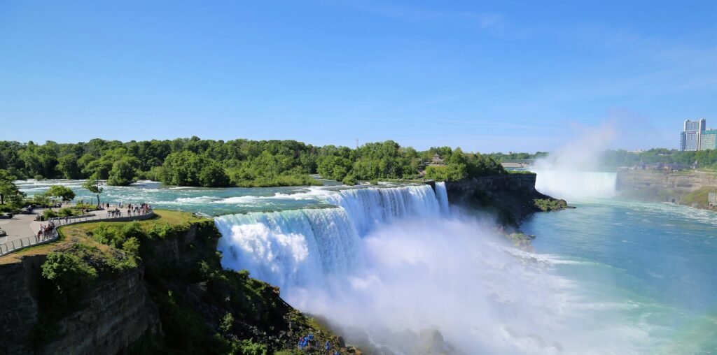 Scenic view of road trip spots in New York, featuring Ithaca, Watkins Glen, and Niagara Falls.